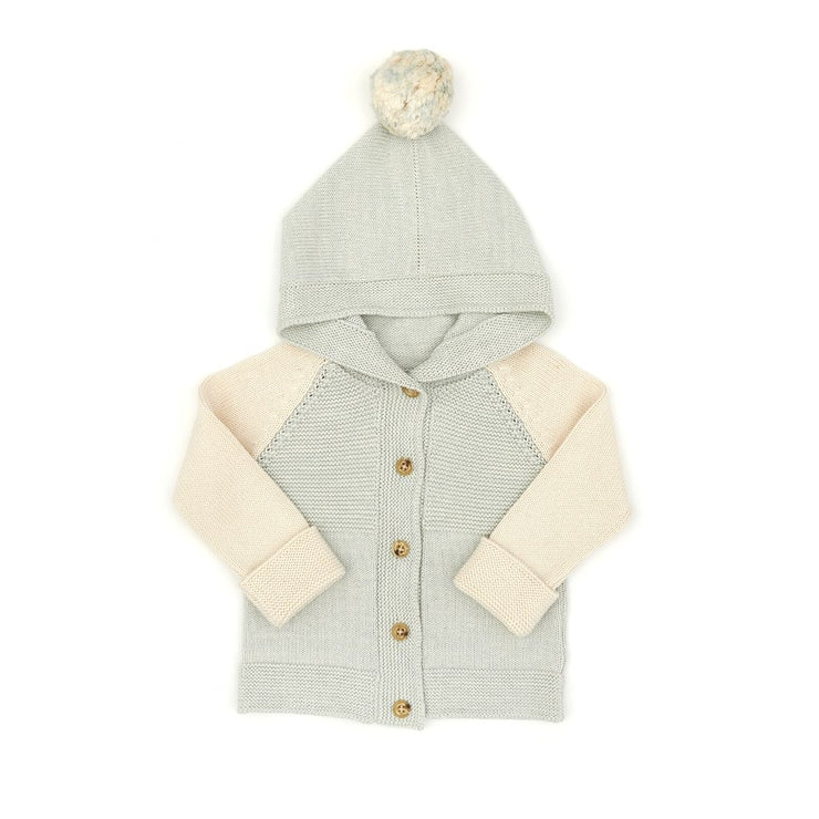 HOODED CARDIGAN LIGHT BLUE MARL