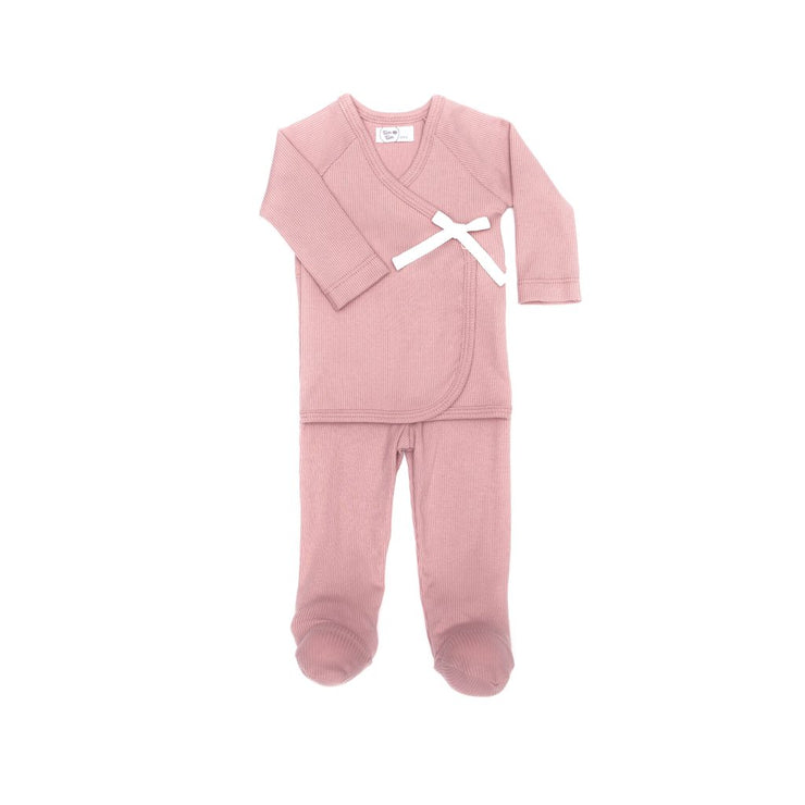RIBBED KIMONO SET DUSTY ROSE