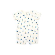 short sleeve romper Natural & blue ice cream