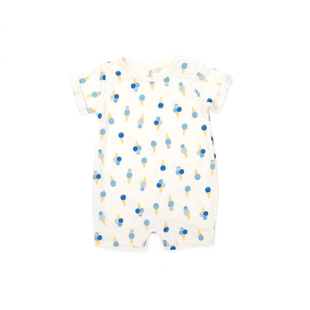 short sleeve romper Natural & blue ice cream