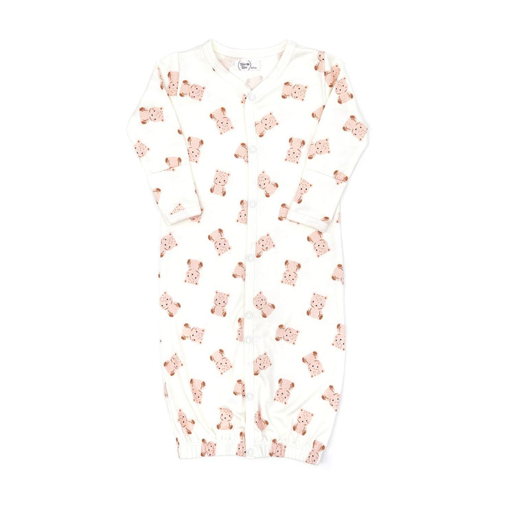 CONVERTER GOWN NATURAL & PINK BEARS