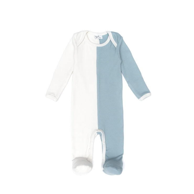 RIBBED TWO TONE FOOTIE NATURAL & BLUE