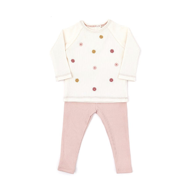 Embroidered Set Natural & shell pink