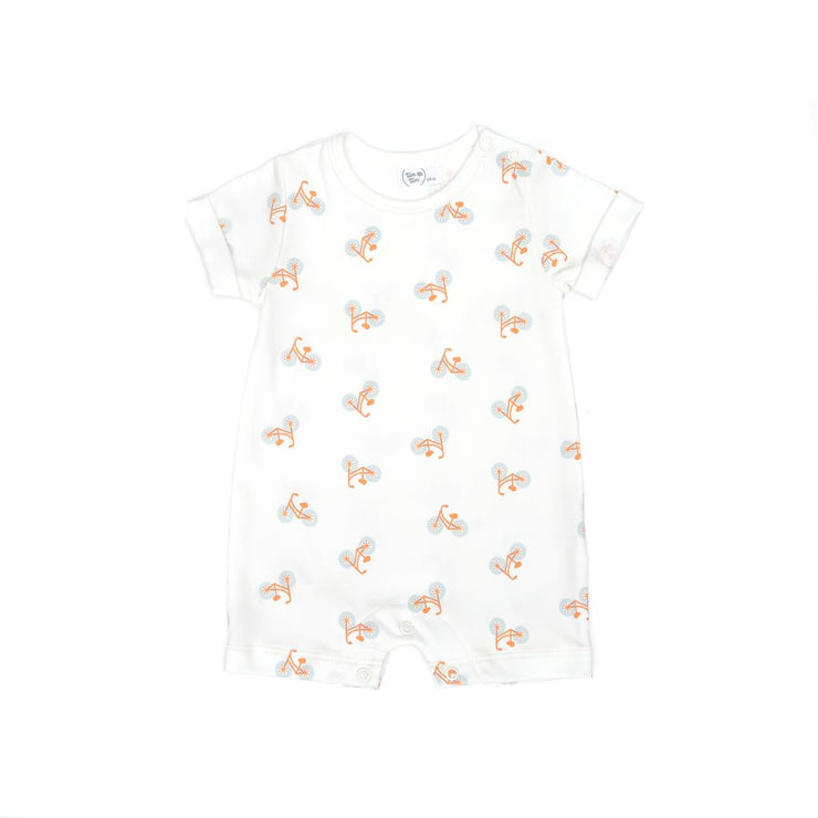 SHORT SLEEVE ROMPER NATURAL & BLUE BIKES