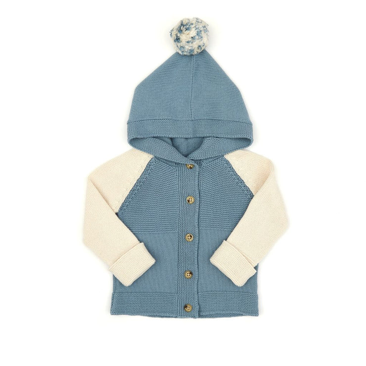 HOODED CARDIGAN STEEL BLUE