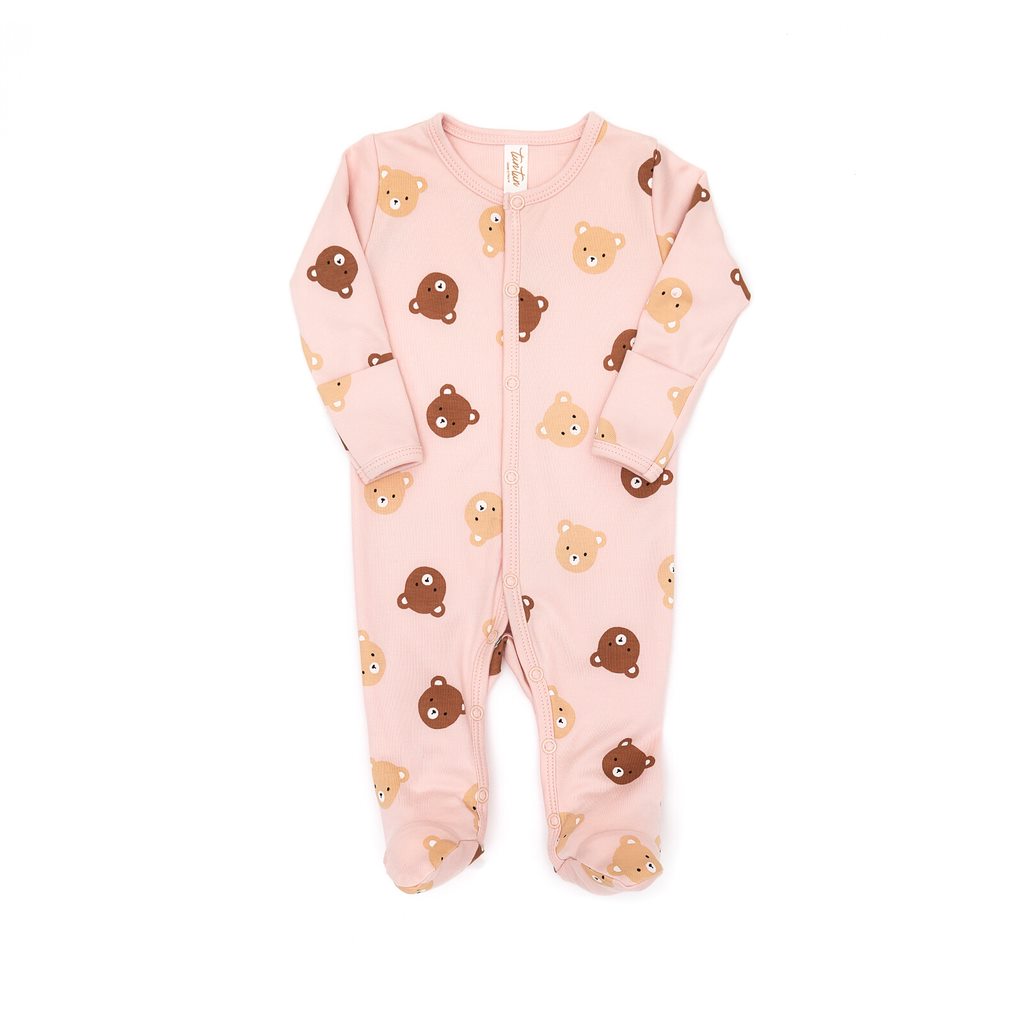 Snaps footie Pink bears - pima cotton