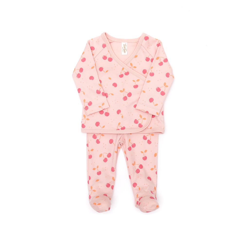 Kimono set Pink cherries - pima cotton