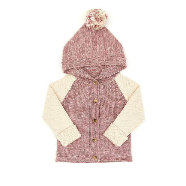 HOODED CARDIGAN MAUVE MARL
