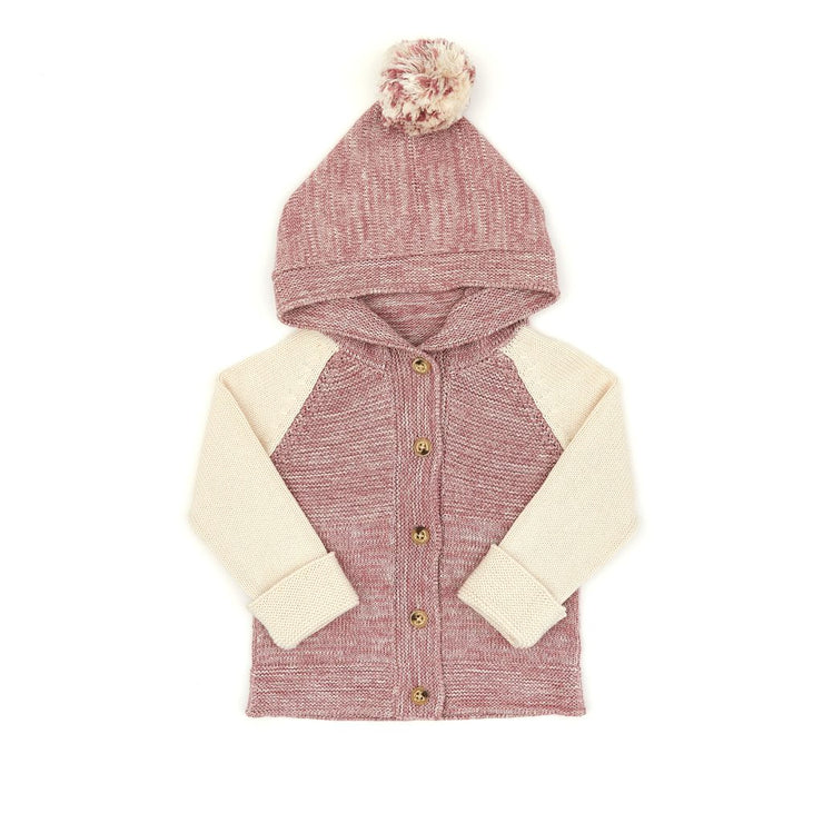 HOODED CARDIGAN MAUVE MARL