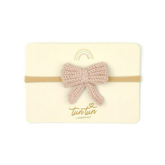 BOW HEADBAND SHELL PINK