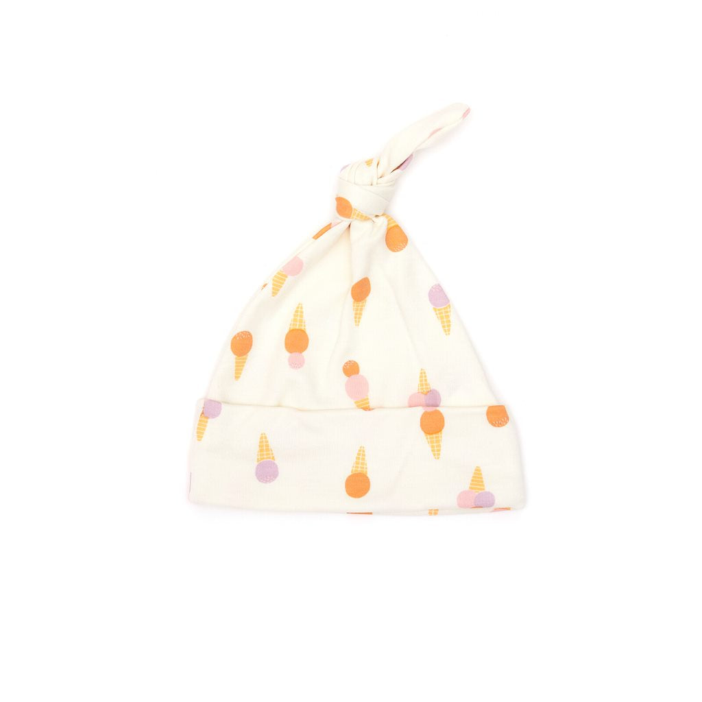 Knot hat Natural & pink ice cream - pima cotton