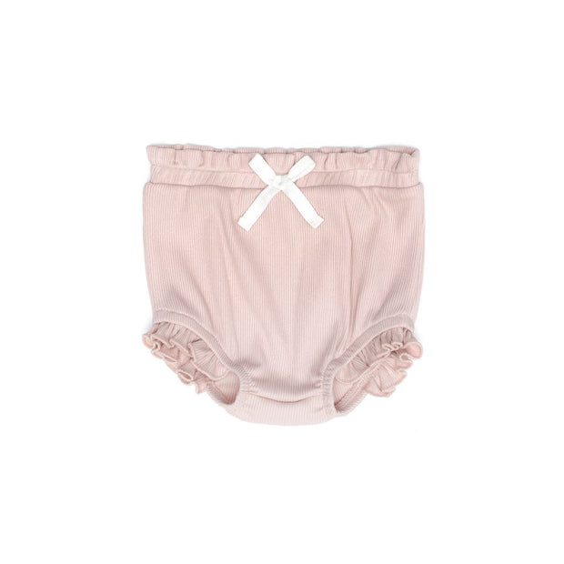 RIBBED RUFFLE BLOOMER SHELL PINK