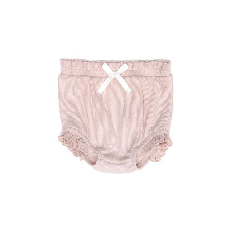 RIBBED RUFFLE BLOOMER SHELL PINK