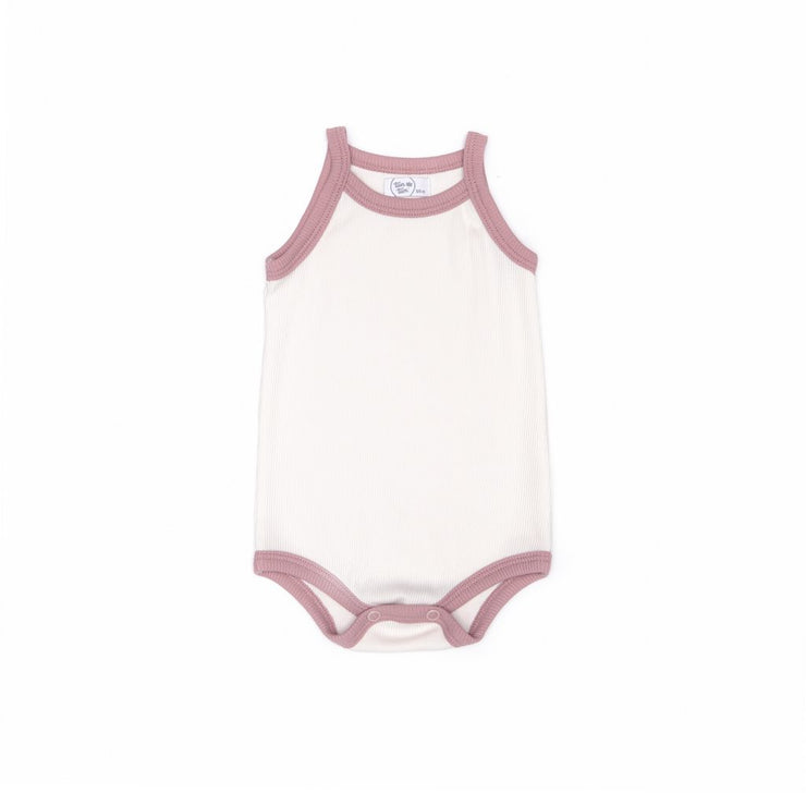 RIBBED TANK BODYSUIT NATURAL & DUSTY ROSE